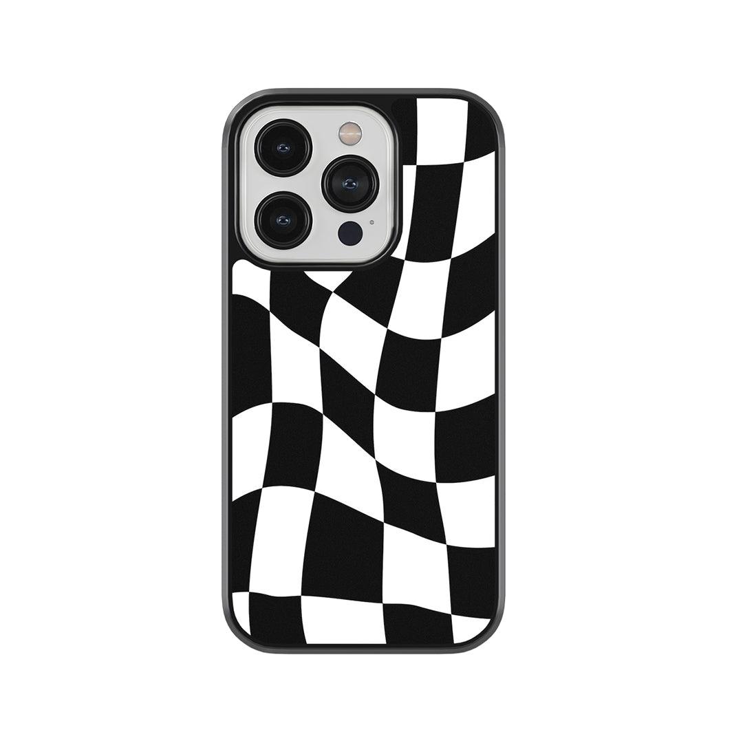 Black & White Wavy Checkered Glass Case