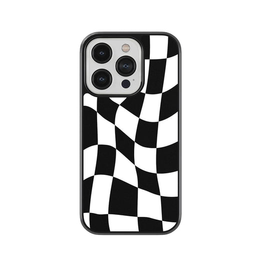 Black & White Wavy Checkered Glass Case