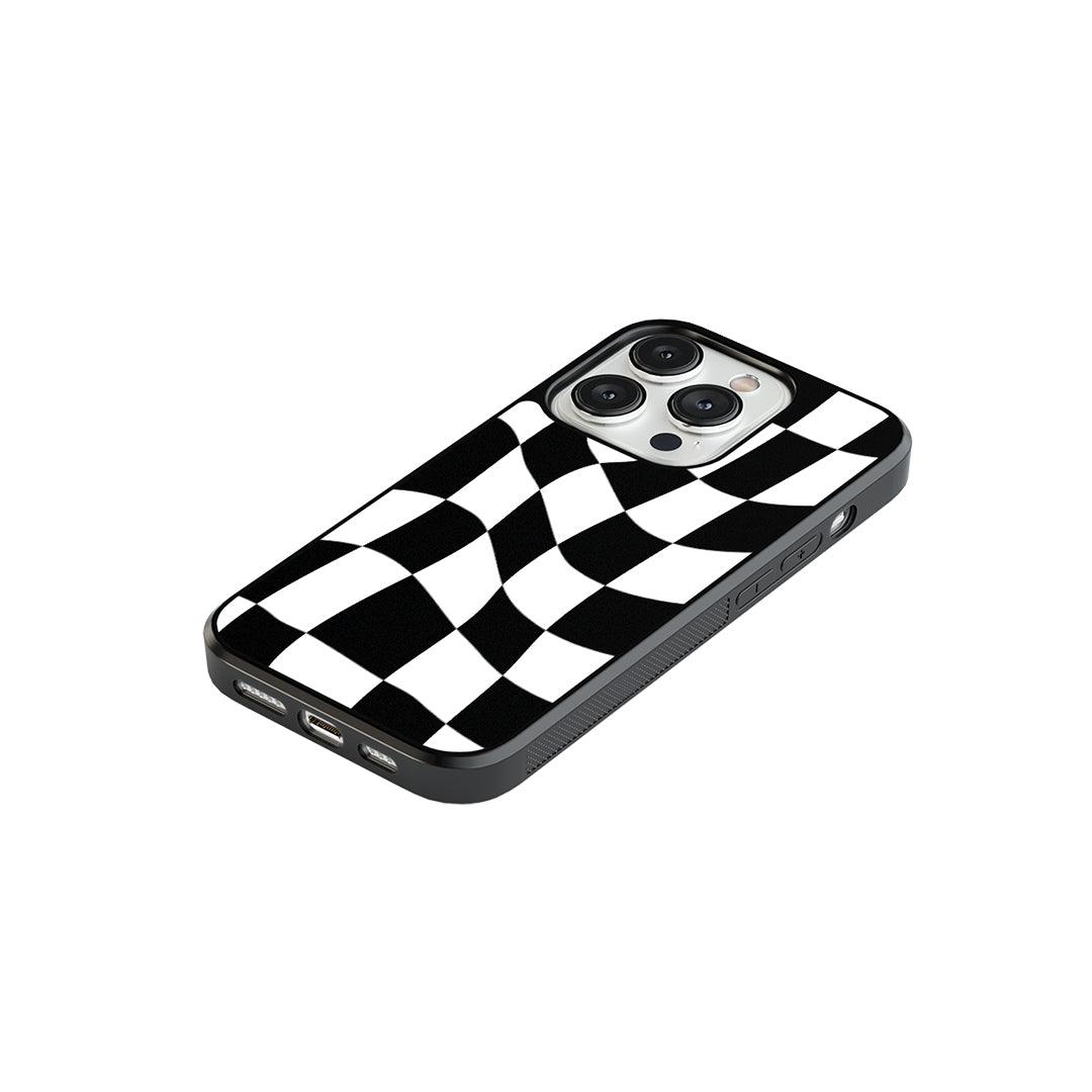 Black & White Wavy Checkered Glass Case