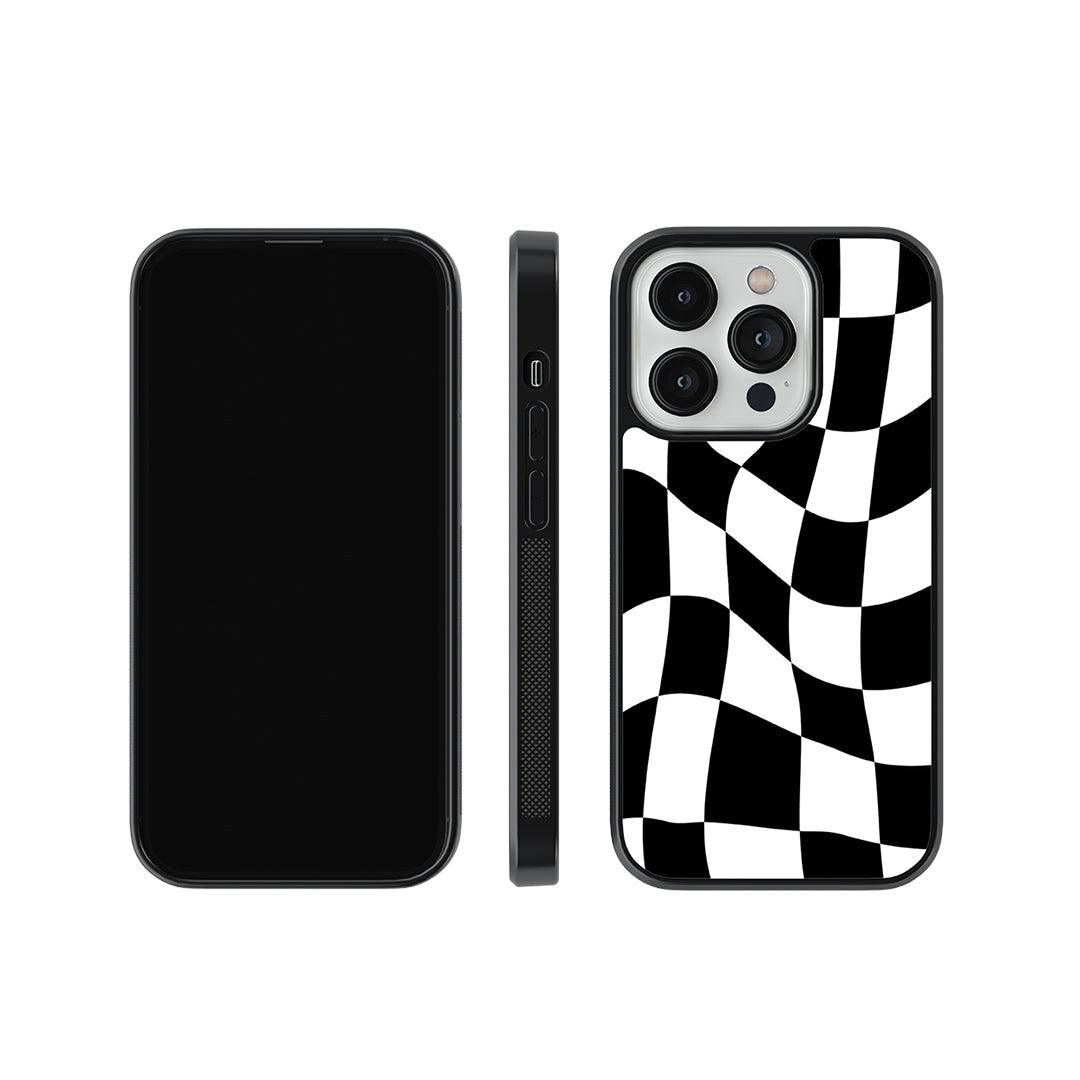 Black & White Wavy Checkered Glass Case