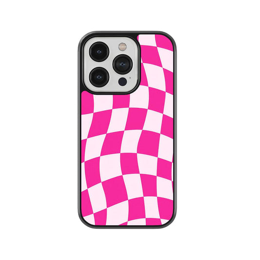 Pink Wavy Checkered Glass Case