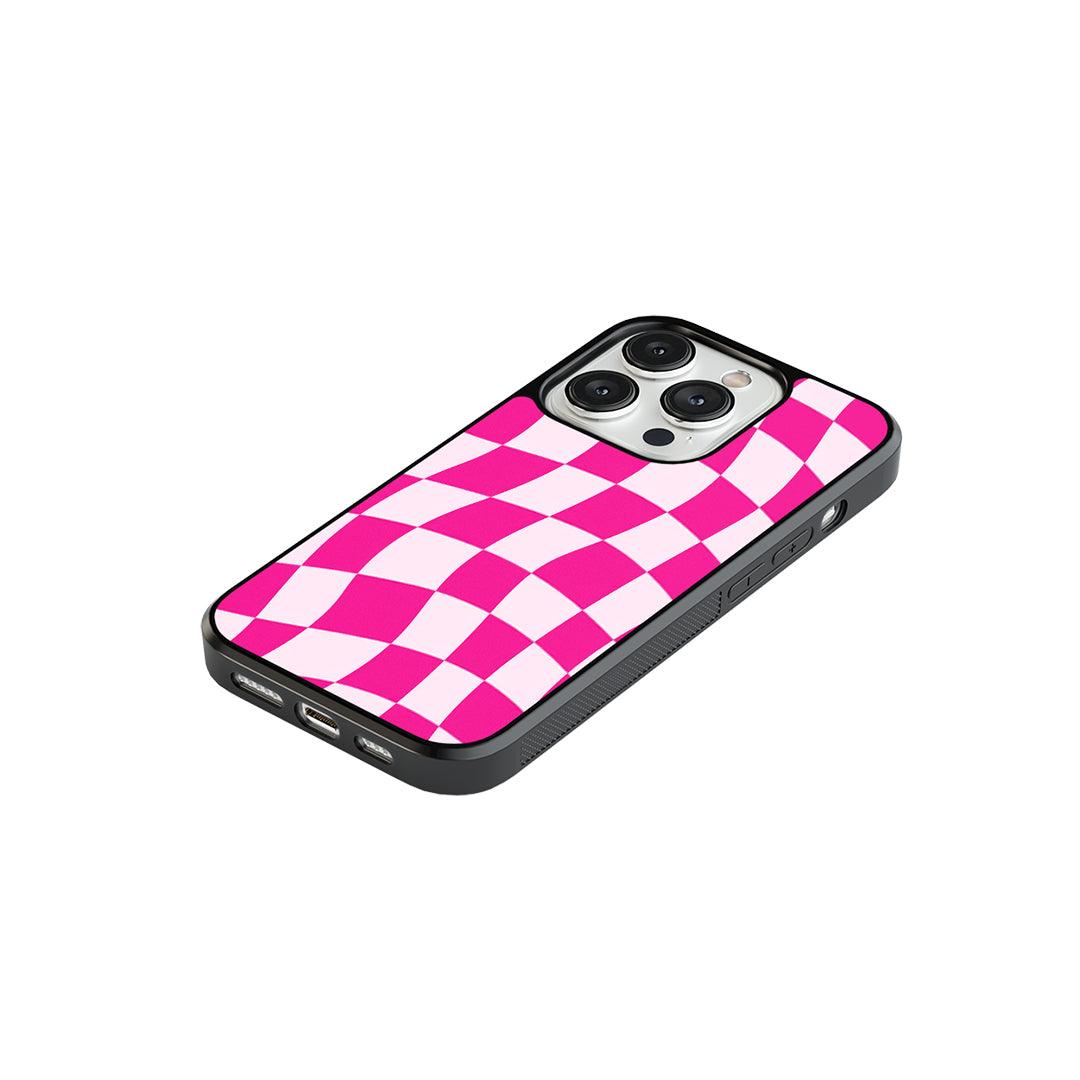 Pink Wavy Checkered Glass Case