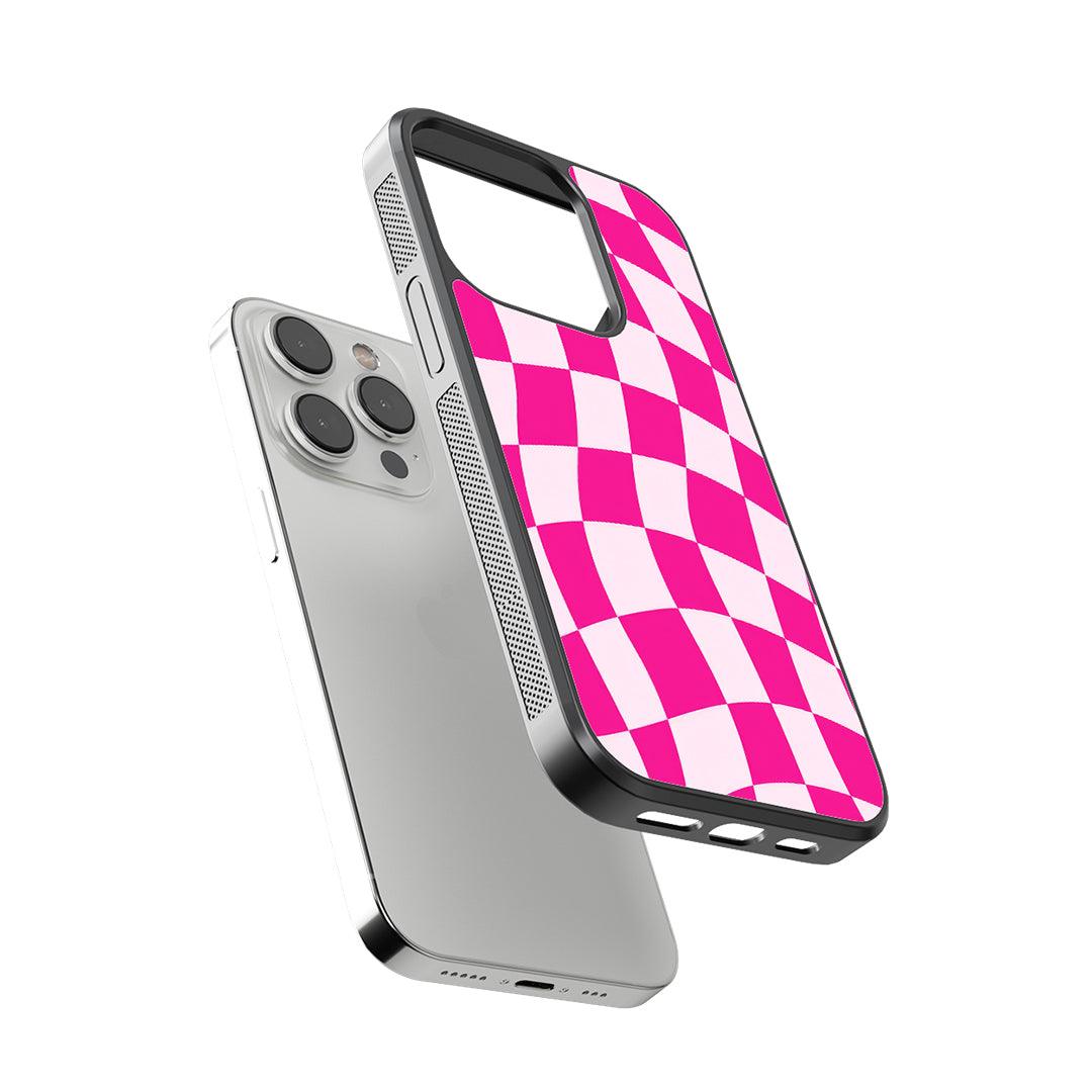 Pink Wavy Checkered Glass Case