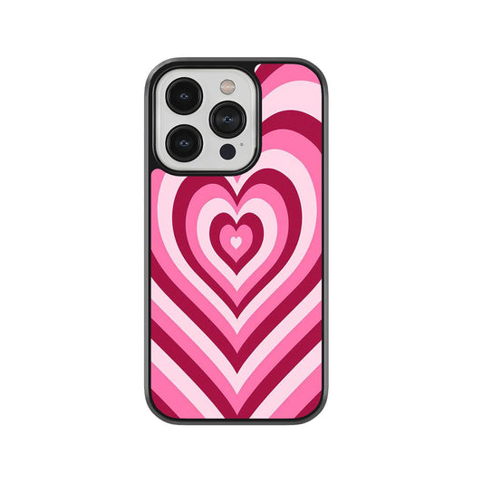 Pink Geometric Heart Glass Case