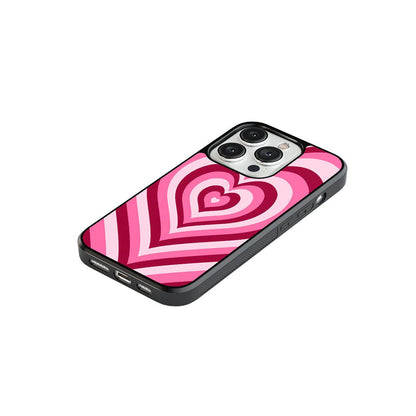 Pink Geometric Heart Glass Case