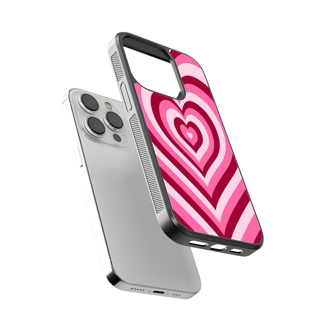 Pink Geometric Heart Glass Case