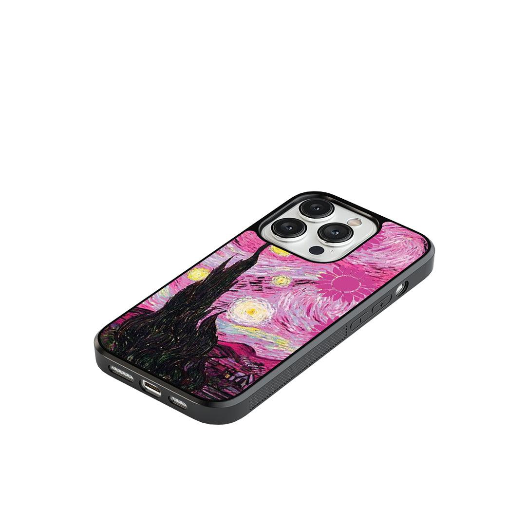 Starry Night in Pink Glass Case
