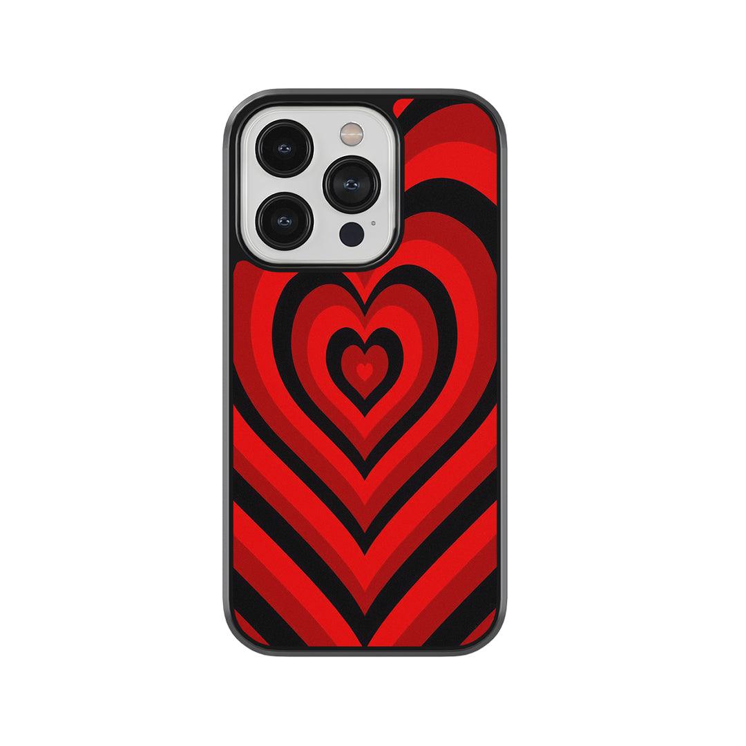 Red Geometric Heart Glass Case
