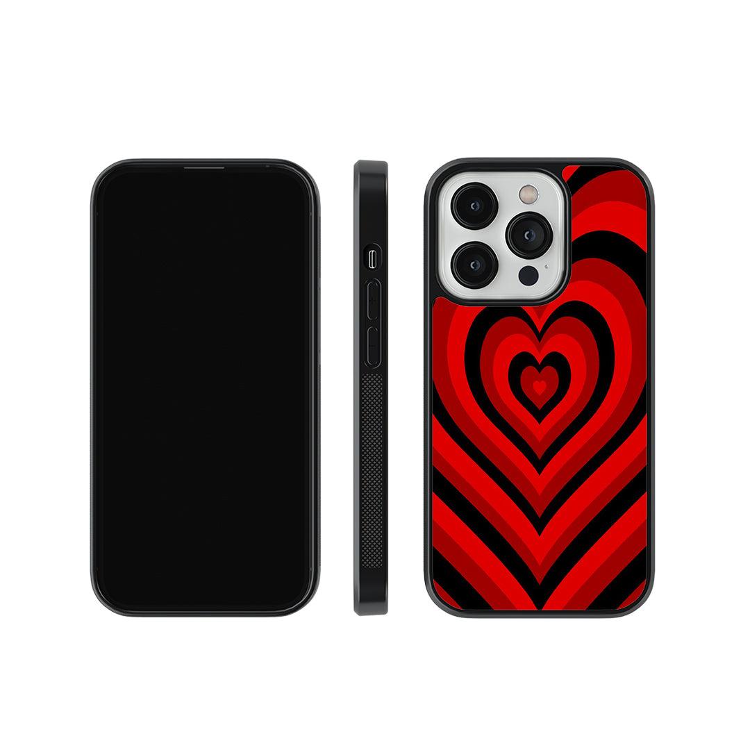 Red Geometric Heart Glass Case