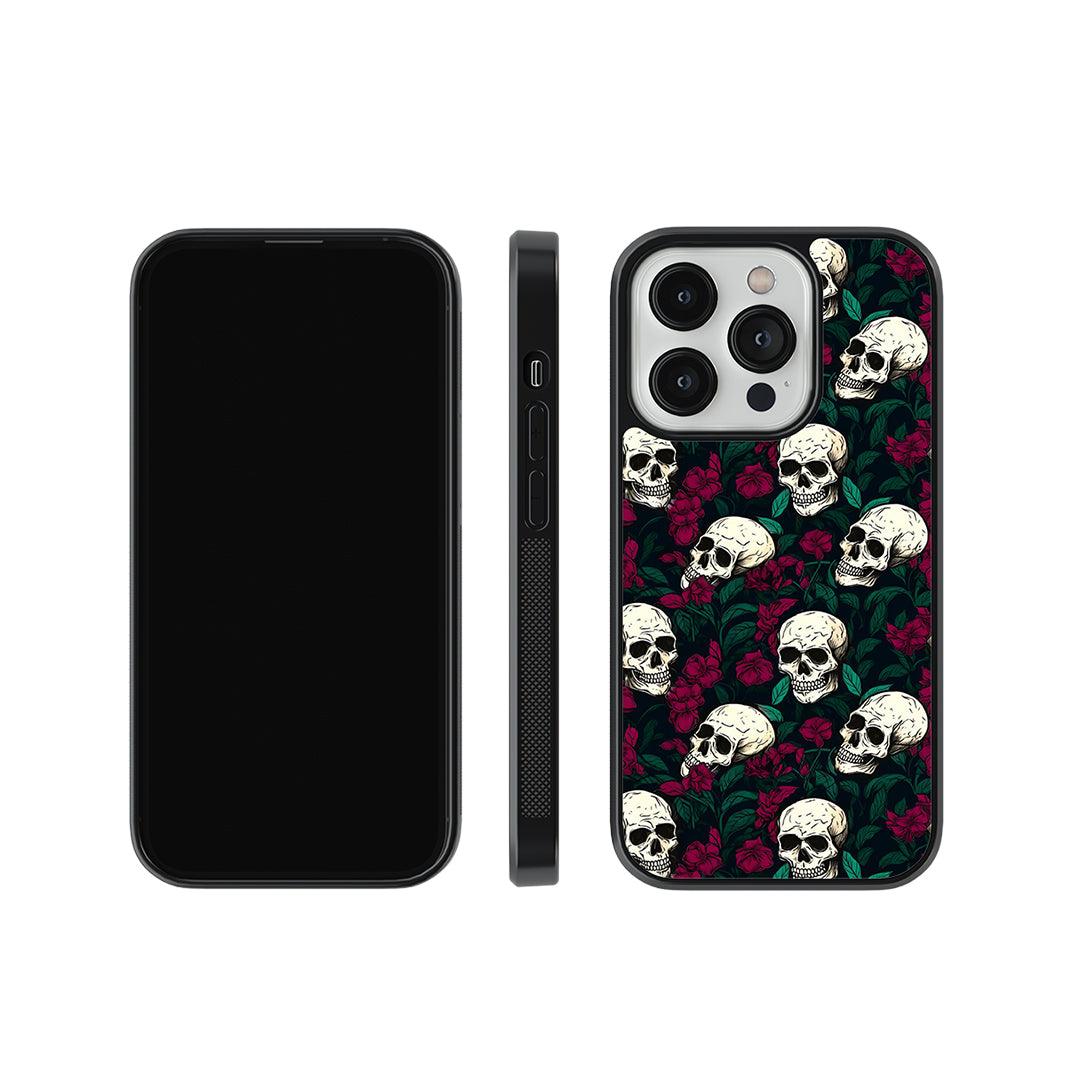 Skull and Roses Glass Case