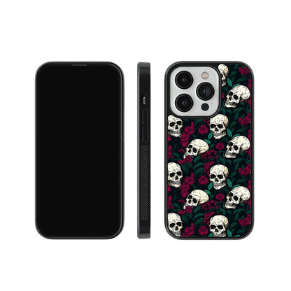 Skull and Roses Glass Case